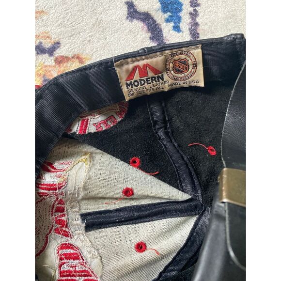 Vintage Detroit Red Wings Hat leather Streetwear 90s - Picture 6 of 8